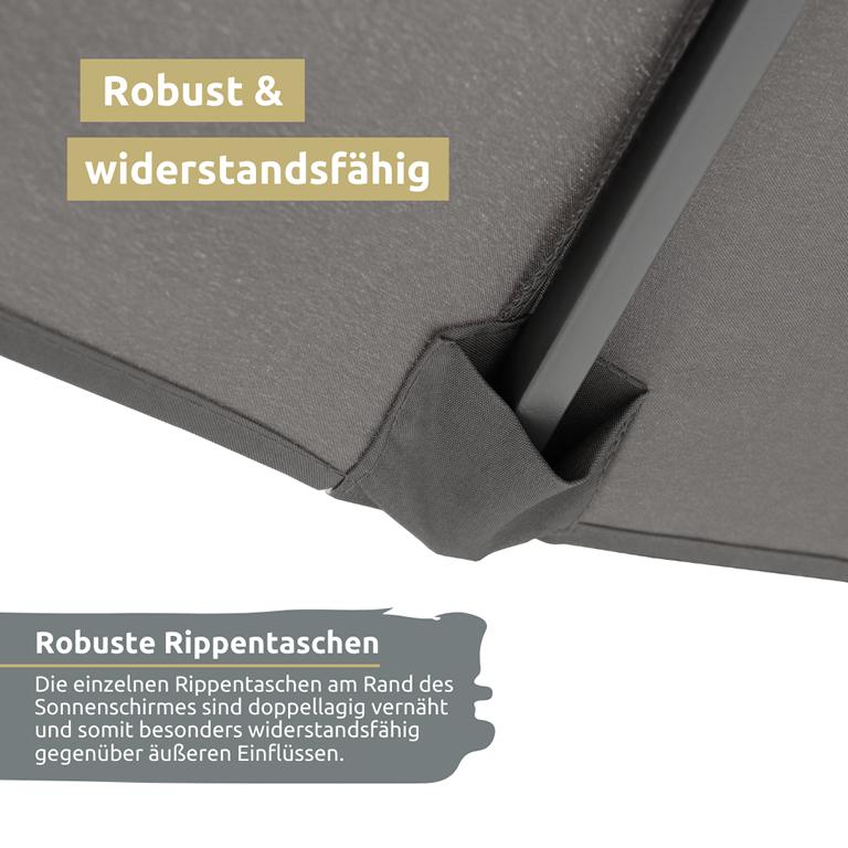 Rippentasche bei Doppelsonnenschirm besonders stabil