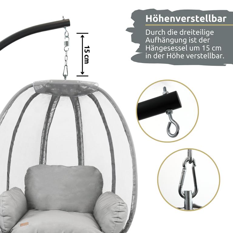 Höhenverstellmöglichkeit beim Hängesessel
