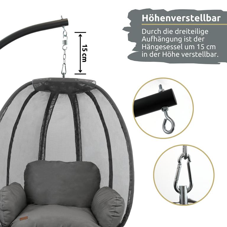 Höhenverstellmöglichkeit beim Hängesessel