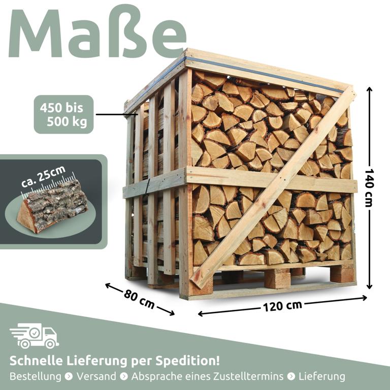 Gewicht + Maße Eiche Brennholz