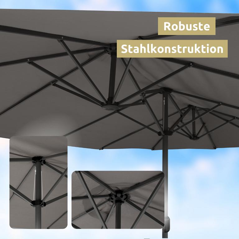 Stahlrohrgestell Doppelsonnenschirm