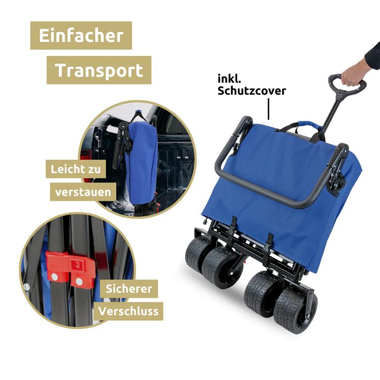 Transport geklappter Bollerwagen