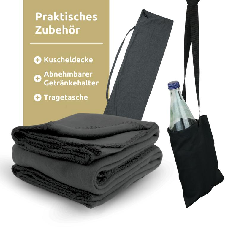 Hängesessel antrazit Decke Getränkehalter Tagetasche