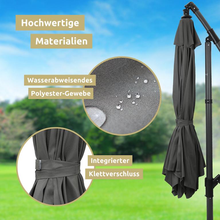 Zusammengeklappter Ampelschirm