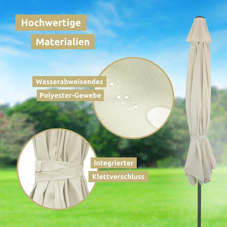 Terrassenschirm zusammengeklappt