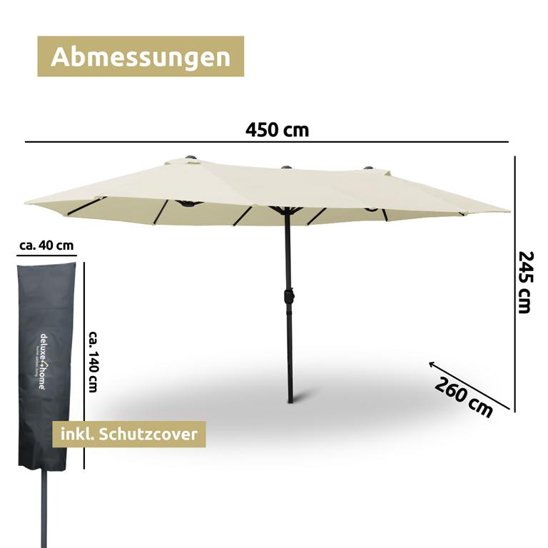 Abmessungen Doppelsonnenschirm