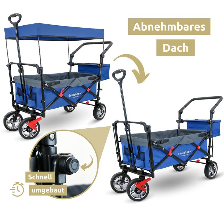 Abnehmbares Dach Bollerwagen blau Strassenraeder