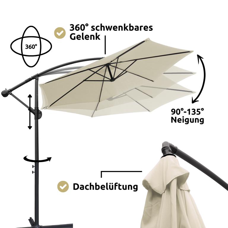 Ampelschirm creme Schwenkbar