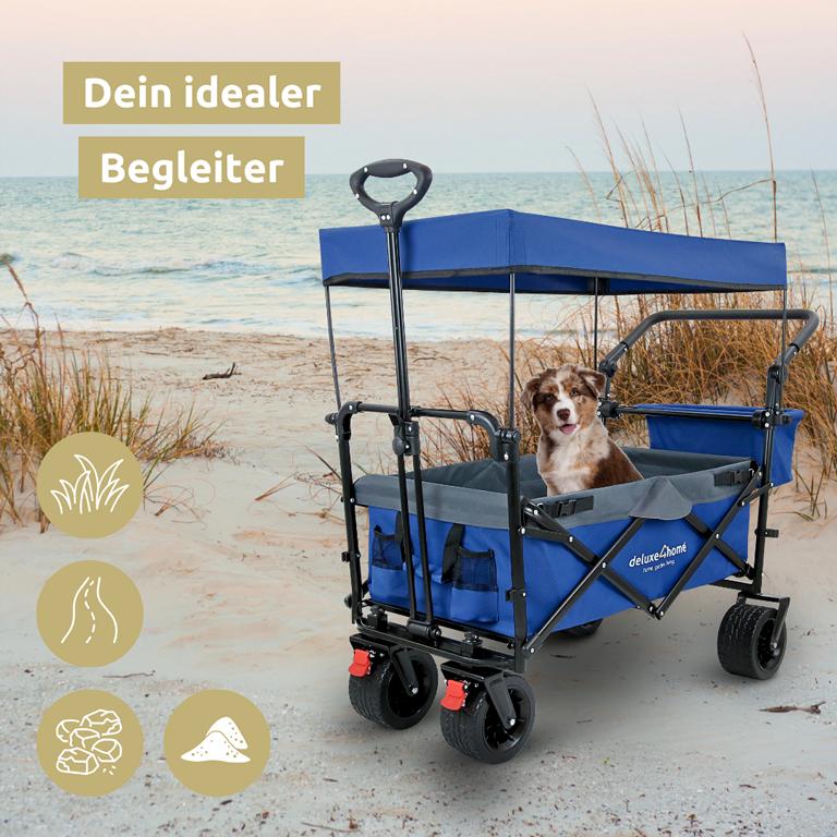 Bollerwagen mit Dach am Strand