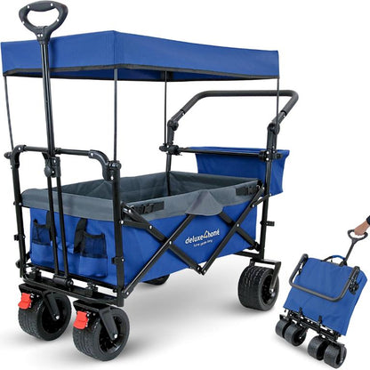 Faltbarer Bollerwagen mit Dach blau