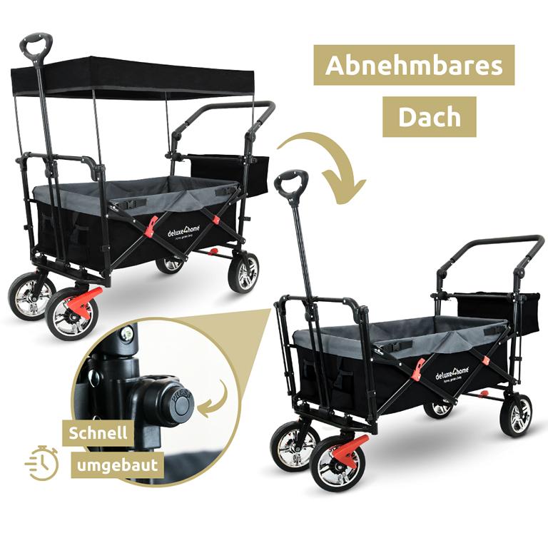 Abnehmbares Dach beim Bollerwagen grau