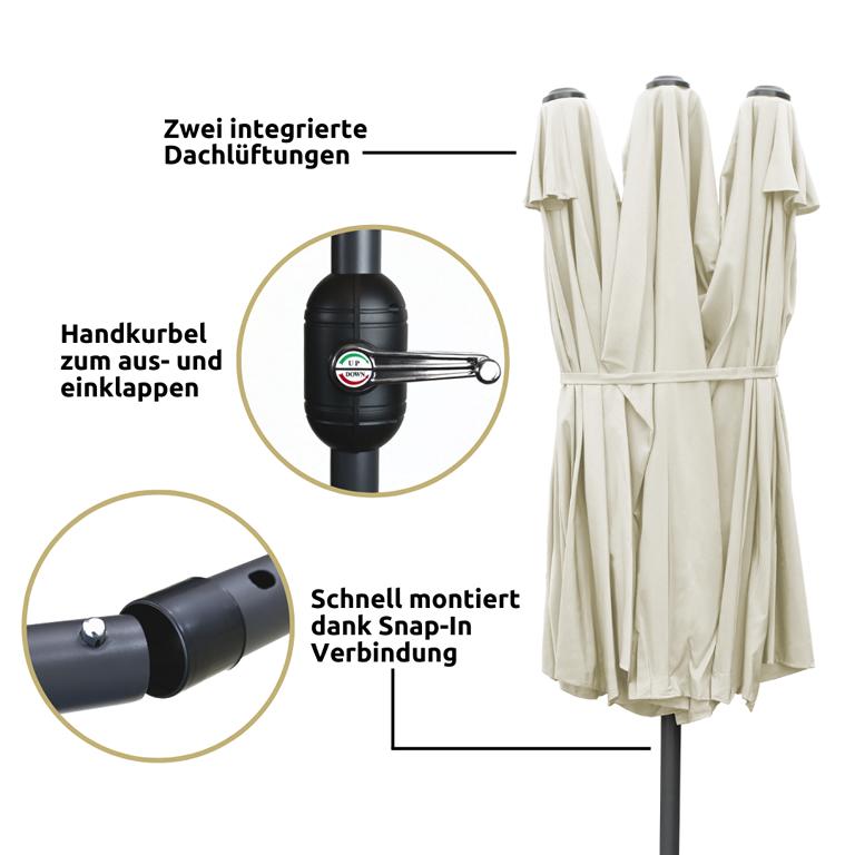 Features Doppelsonnenschirm creme