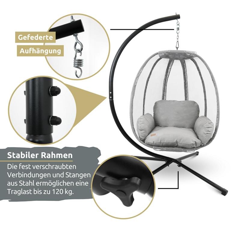 Features Hängesessel mit Gestell grau