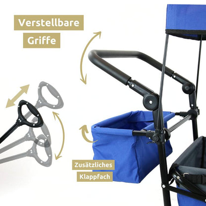 Klappbare Griffe beim Bollerwagen blau