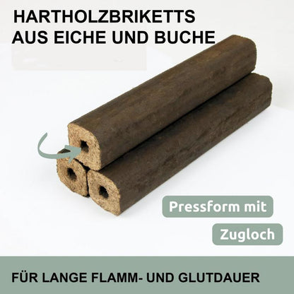 Hartholzbriketts mit Zugloch
