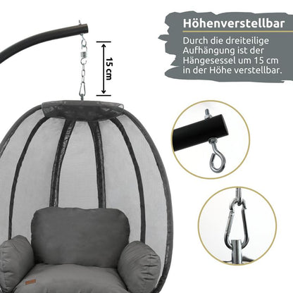 Höhenverstellmöglichkeit beim Hängesessel 
