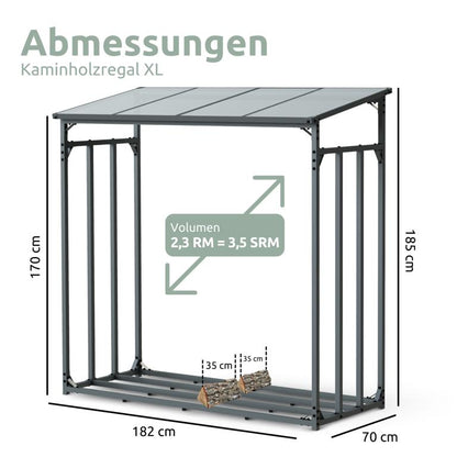 Abmessungen Holzregal 2,3 Ster