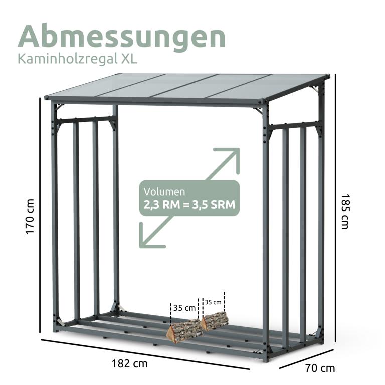 Abmessungen Holzregal 2,3 Ster