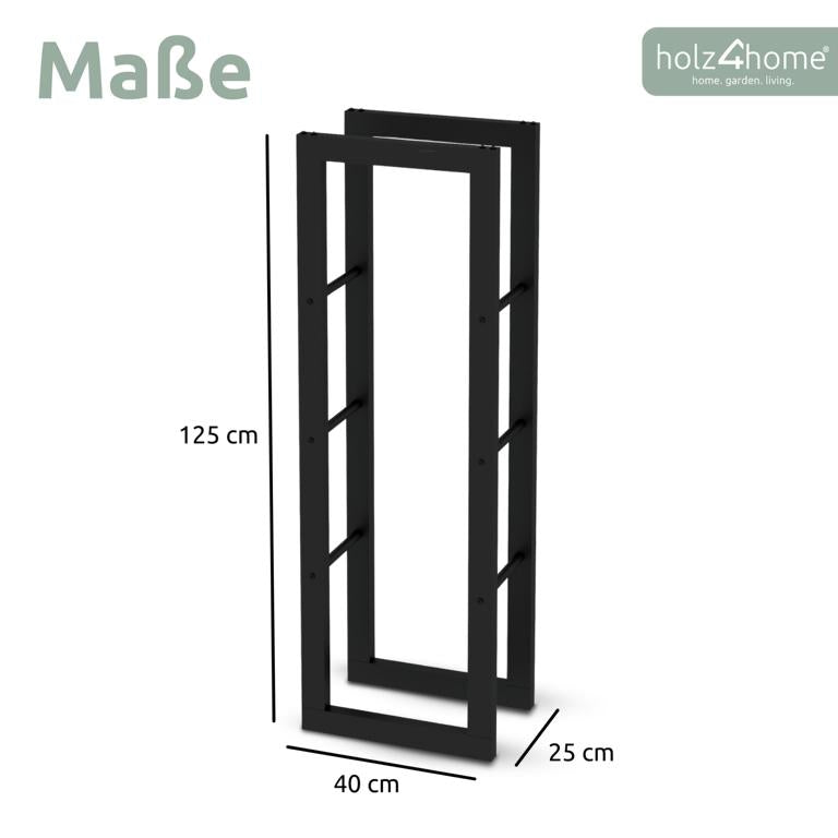 Abmessungen Kaminholzlagerregal 40x25x125cm