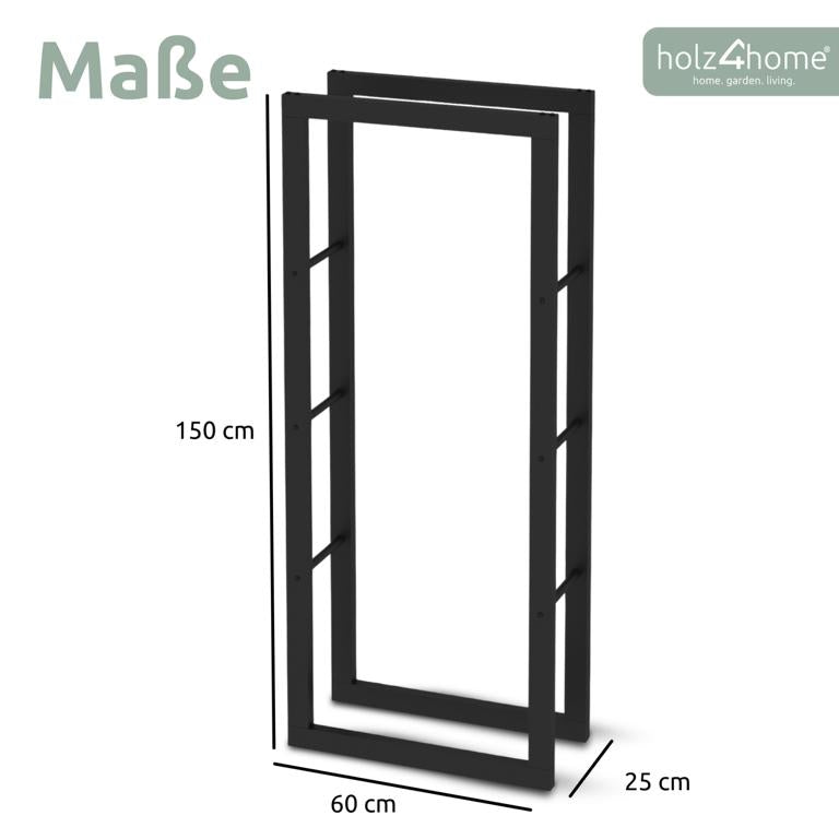 Abmessungen Kaminholzlagerregal 60x25x150cm