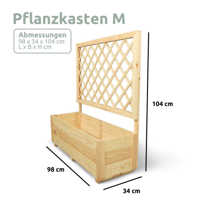 Abmessungen Pflanzkasten mit Spalier M