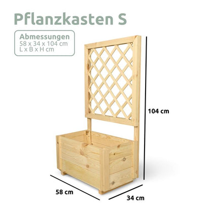 Abmessungen Pflanzkasten mit Spalier S