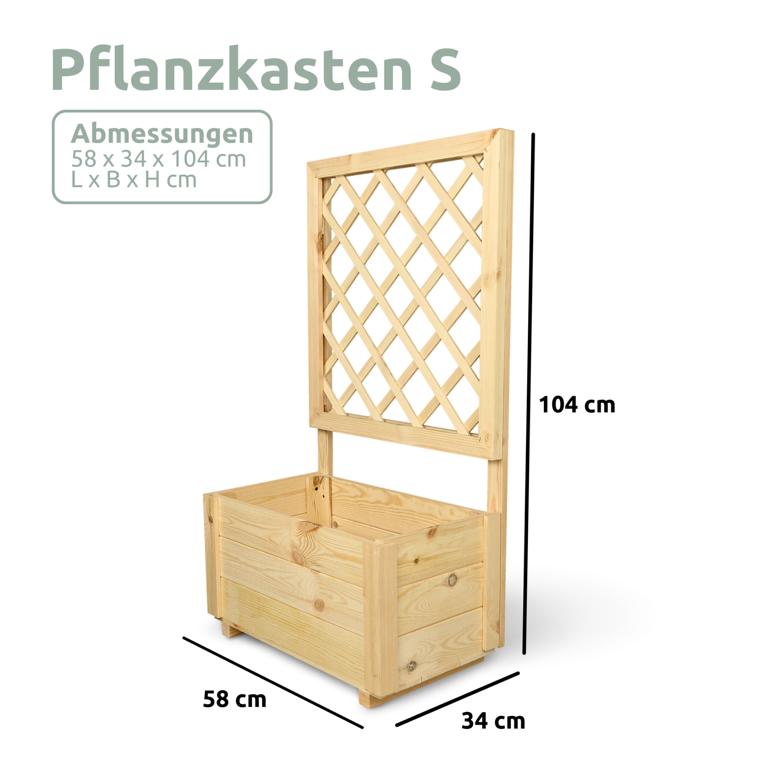 Abmessungen Pflanzkasten mit Spalier S