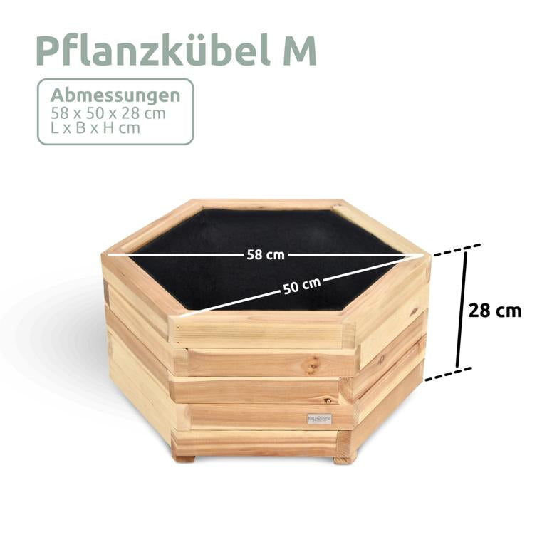 Abmessungen Pflanzkuebel sechseckig M