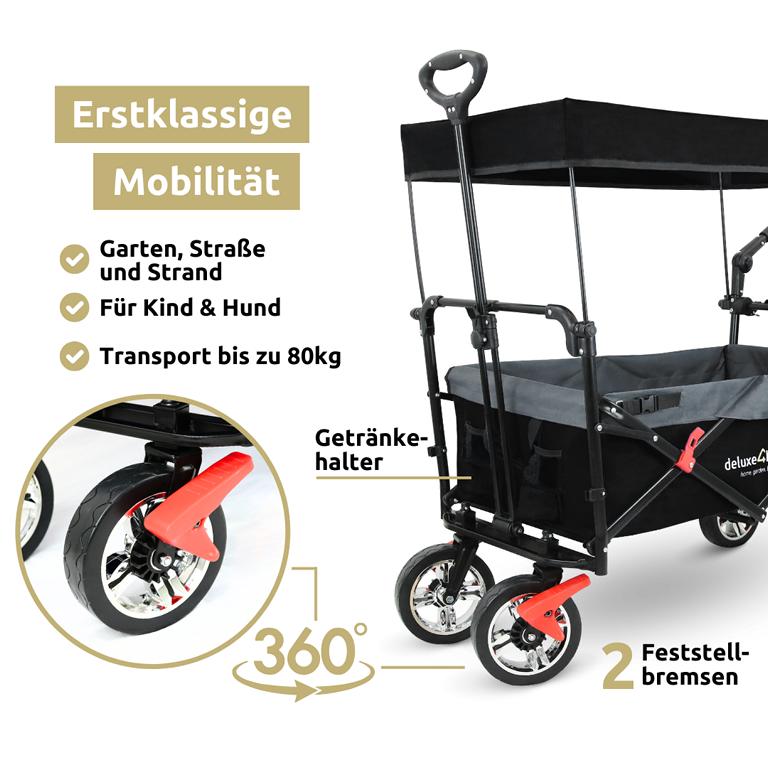 Mobil mit Bollerwagen mit Dach