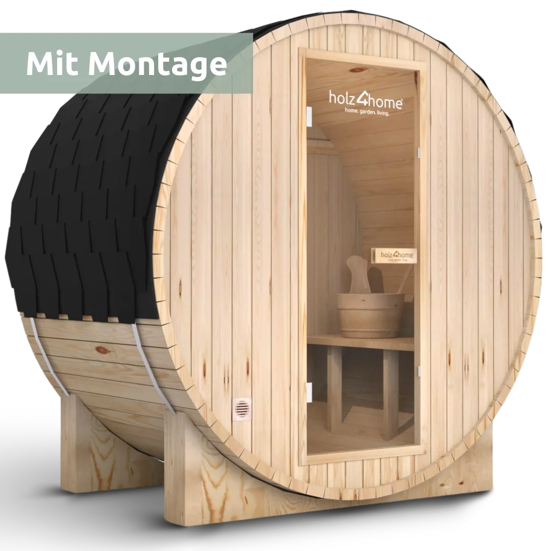 Fasssauna 2 Personen mit Montageservice