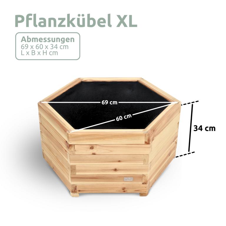 Abmessungen Pflanzkuebel sechseckig XL
