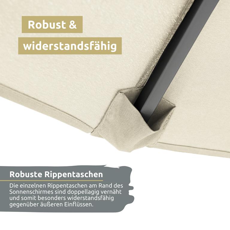 Rippentasche bei Doppelsonnenschirm besonders stabil