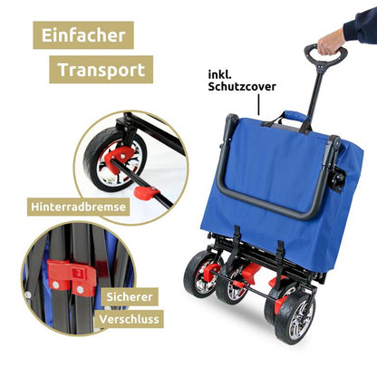 Transport Bollerwagen blau mit Dach