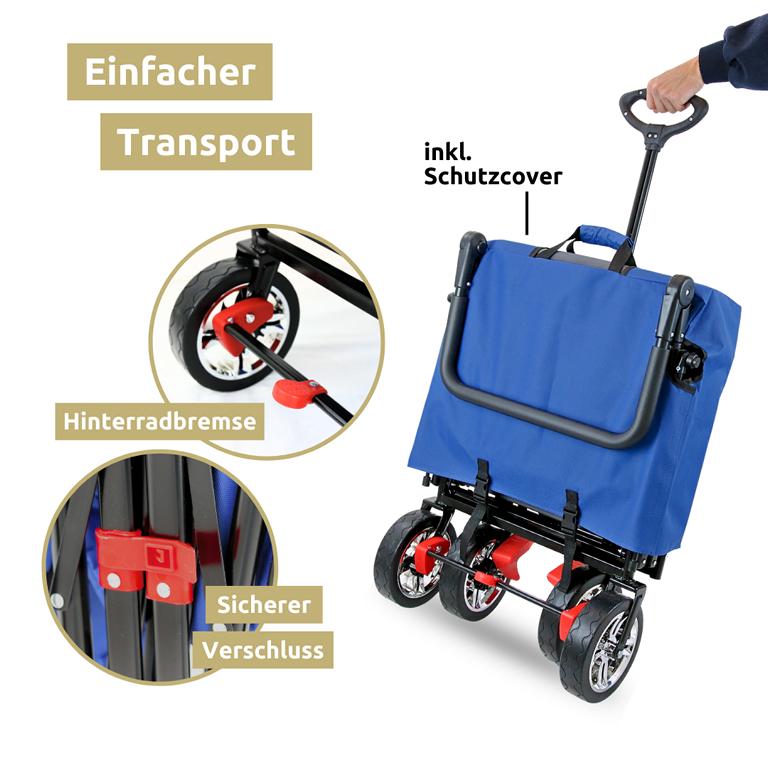 Transport Bollerwagen blau mit Dach
