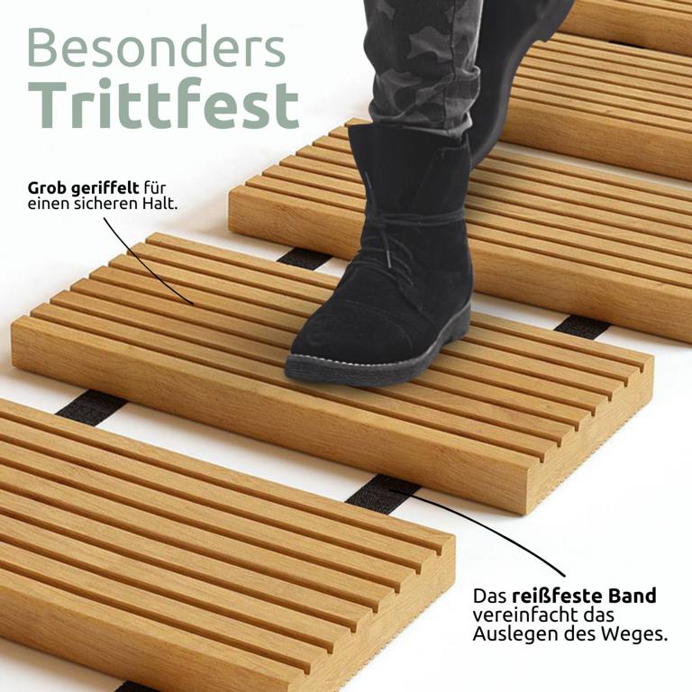 Rollweg trittfest durch grobe Riffel