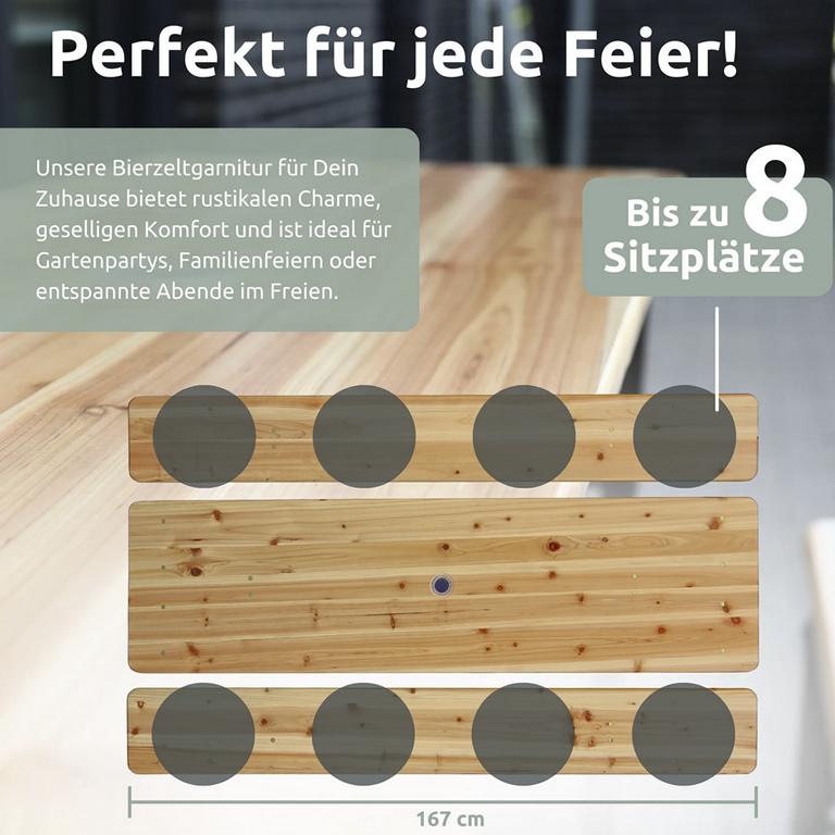 Bierzeltgarnitur klassisch für 8 Personen