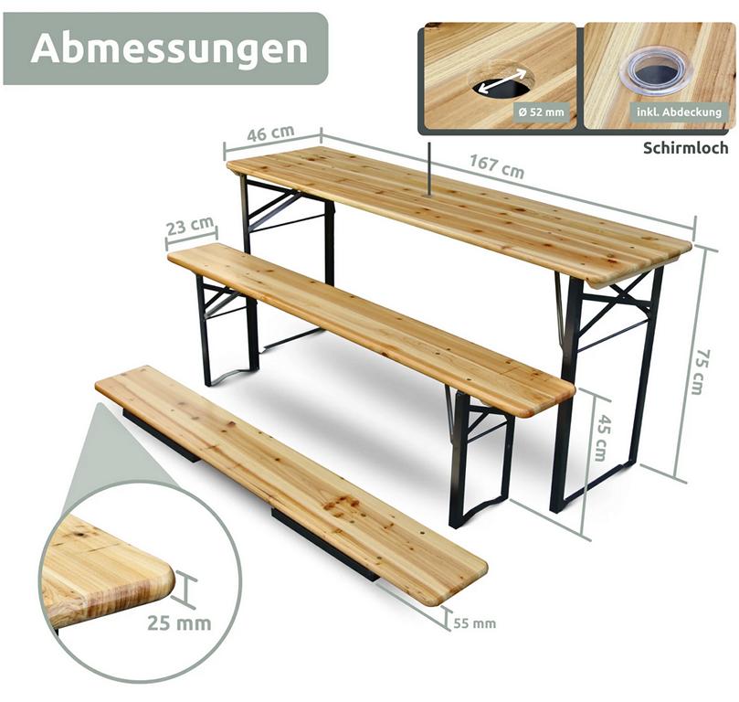 Abmessungen Bierzeltgarnitur klassisch