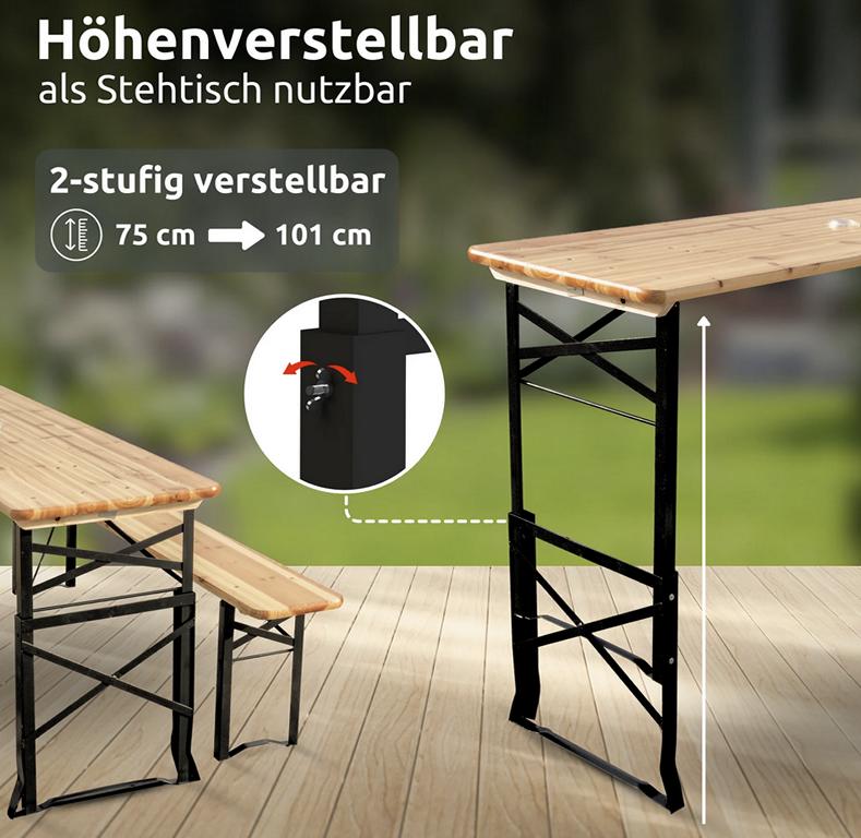 bierzeltgarnitur mit höhenverstellbarem Tisch