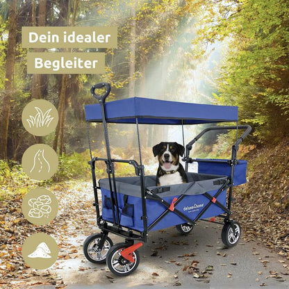 Bollerwagen mit Dach blau und Strassenräder