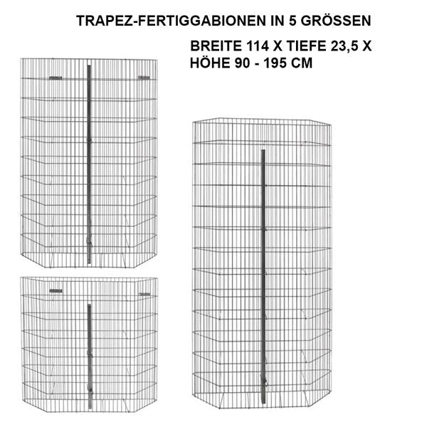 Fertiggabionen Trapezförmig, 3 Größen, fertig montiert, vielfältige Aufstellmöglichkeiten